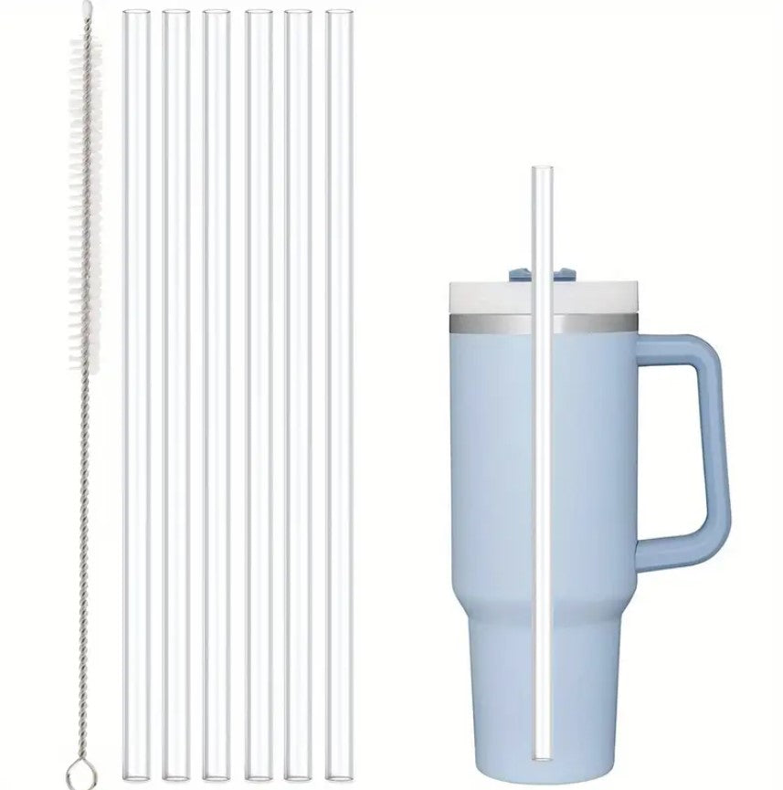 6 Piece Reusable Transparent Plastic Straw 30cm For 40oz Tumbler