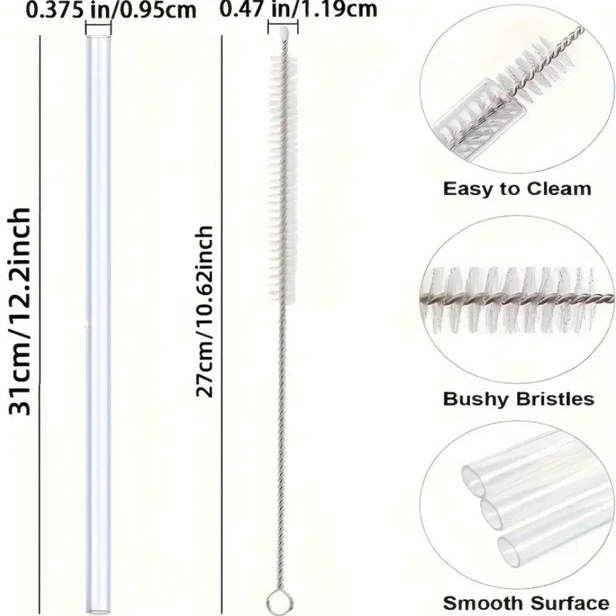 6 Piece Reusable Transparent Plastic Straw 30cm For 40oz Tumbler