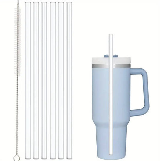 6 Piece Reusable Transparent Plastic Straw 30cm For 40oz Tumbler