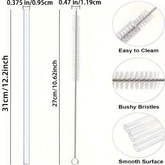 6 Piece Reusable Transparent Plastic Straw 30cm For 40oz Tumbler
