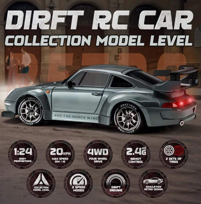 911 Styled RC 2.4Ghz 4WD 1:24 Drift Car
