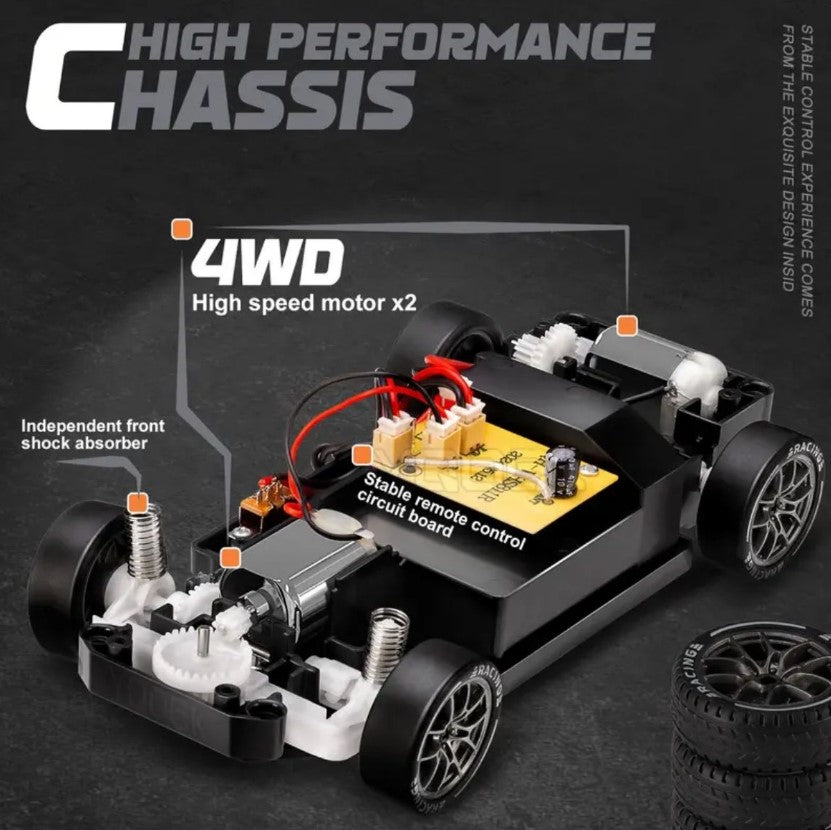 911 Styled RC 2.4Ghz 4WD 1:24 Drift Car