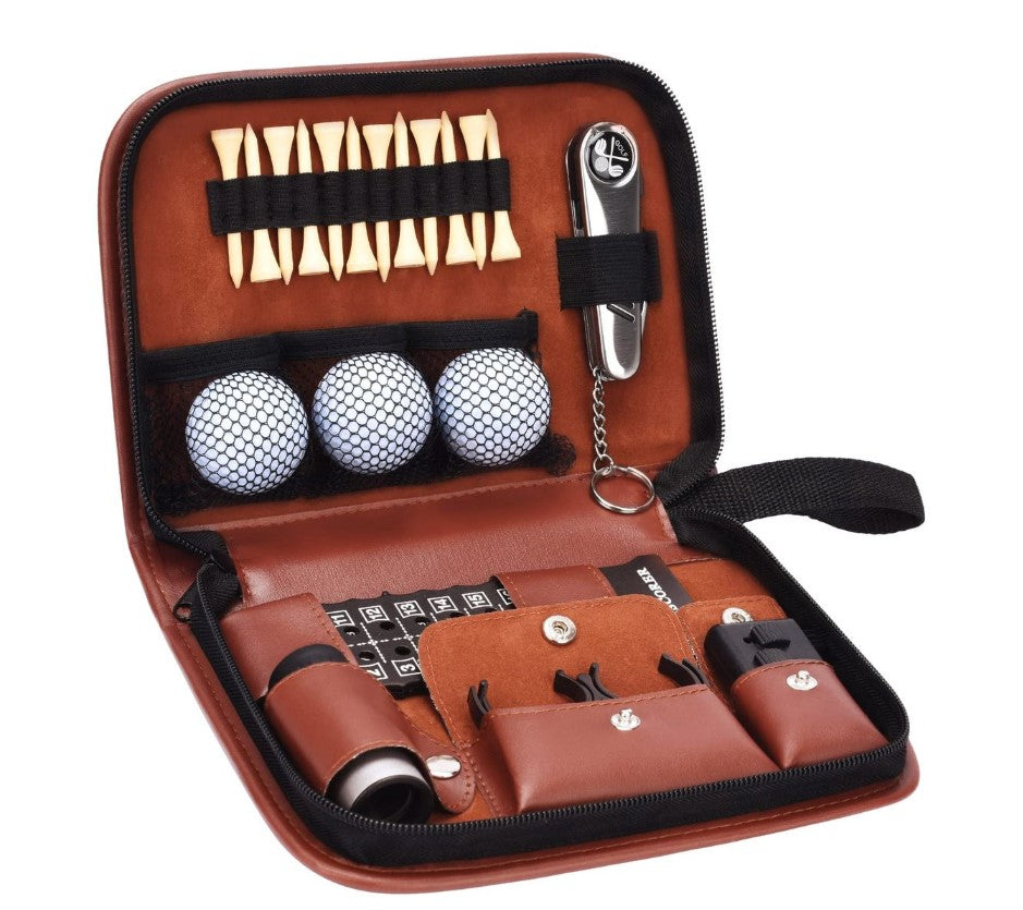 Premium Leather Golf Accessory Set - Versatile Golf ball holder & Organizer