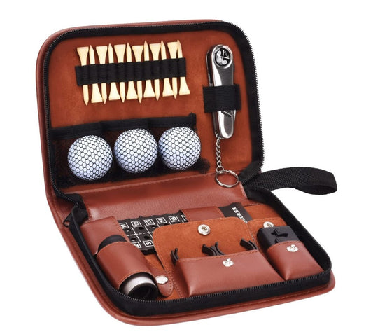 Premium Leather Golf Accessory Set - Versatile Golf ball holder & Organizer