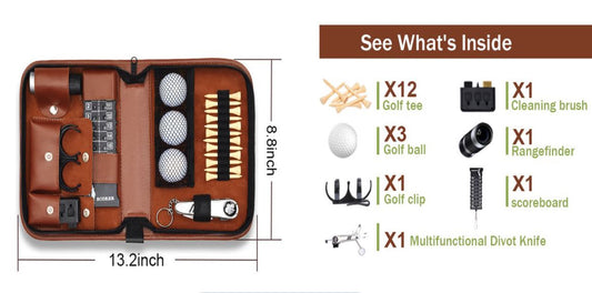 Premium Leather Golf Accessory Set - Versatile Golf ball holder & Organizer