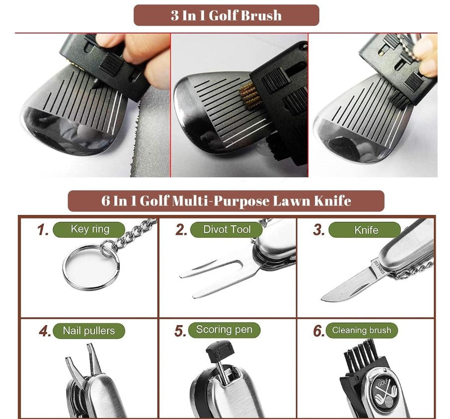 Premium Leather Golf Accessory Set - Versatile Golf ball holder & Organizer